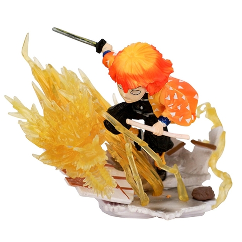 Mô Hình Kimetsu No Yaiba Zenitsu chibi chiến đấu - Cao 8,5cm - nặng 190gram - Phụ kiện : Kiếm - Figure Thanh gươm diệt quỷ - Có Vỏ Hộp màu