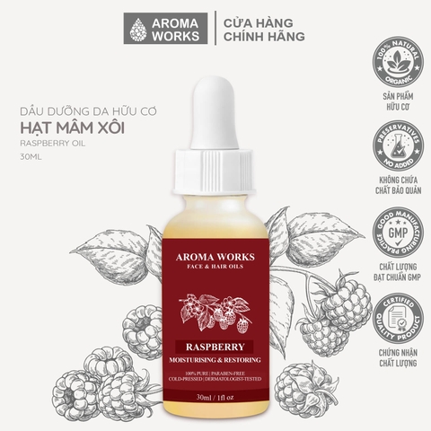 Dầu Mâm Xôi Hữu Cơ Dưỡng Da Và Tóc Aroma Works Face & Hair Oil Raspberry