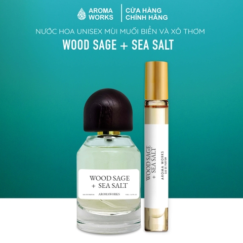 Nước Hoa Nữ Aroma Works Wood Sage + Sea Salt - Hương Gỗ Xô Thơm và Muối Biển Sang Trọng, Quyến Rũ, Lưu Hương 6 Tiếng