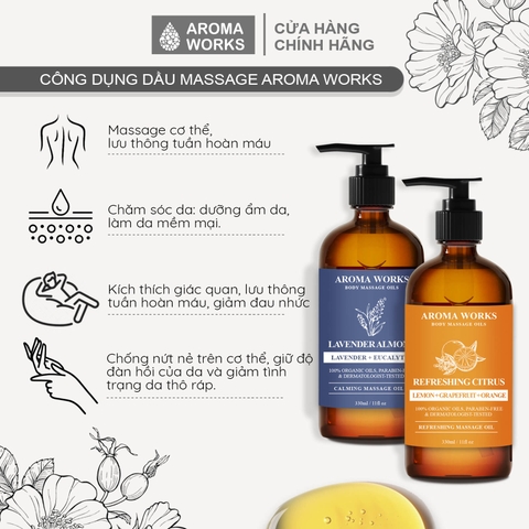 Dầu Massage Toàn Thân Aroma Works Body Massage Oils - Lemongrass Comforting