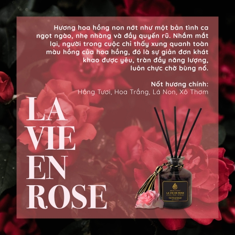 Bộ Tán Hương Que Mây Aroma Works Reed Diffuser 130ml - La Vie En Rose
