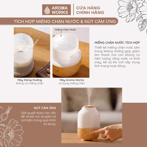 Máy xông tinh dầu Aroma Works xông phòng làm đèn ngủ, giúp khử mùi, đuổi muỗi