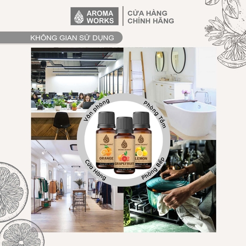 Tinh Dầu Bưởi Thiên Nhiên Thơm Phòng, Dưỡng Tóc Aroma Works Grapfruit