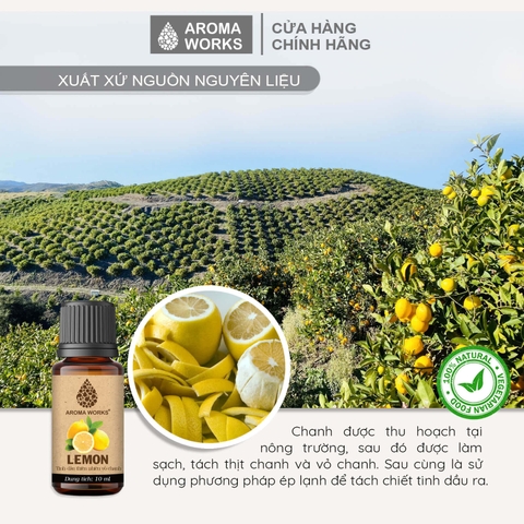 Tinh Dầu Chanh Thiên Nhiên Thơm Phòng, Dưỡng Tóc Aroma Works Lemon