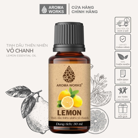 Tinh Dầu Chanh Thiên Nhiên Thơm Phòng, Dưỡng Tóc Aroma Works Lemon