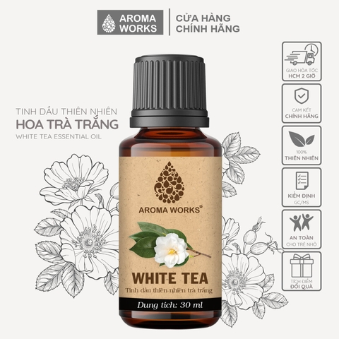Tinh Dầu Hoa Trà Trắng Thiên Nhiên Thơm Phòng, Làm Nến Thơm Aroma Works White Tea