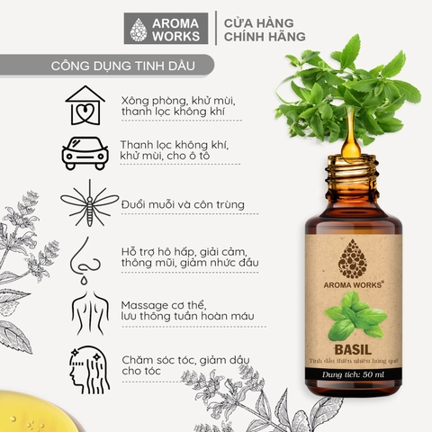 Tinh Dầu Thiên Nhiên Húng Quế Aroma Works Essential Oil Basil