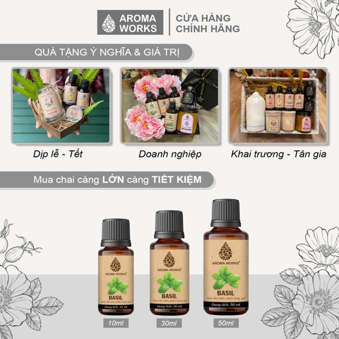 Tinh Dầu Thiên Nhiên Húng Quế Aroma Works Essential Oil Basil