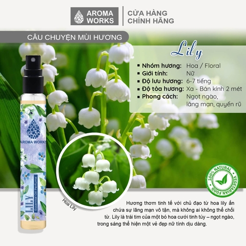 Nước hoa không cồn Aroma Works Lily Essential Oil Perfume 10ml - Hương Lily