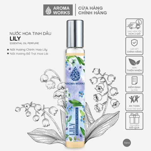 Nước hoa không cồn Aroma Works Lotus Essential Oil Perfume 10ml - Hương Sen