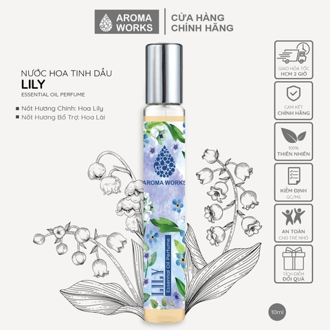 Nước hoa không cồn Aroma Works Lily Essential Oil Perfume 10ml - Hương Lily