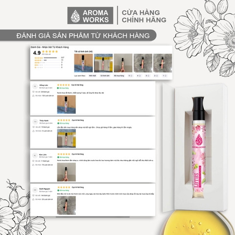 Nước hoa không cồn Aroma Works Lotus Essential Oil Perfume 10ml - Hương Sen