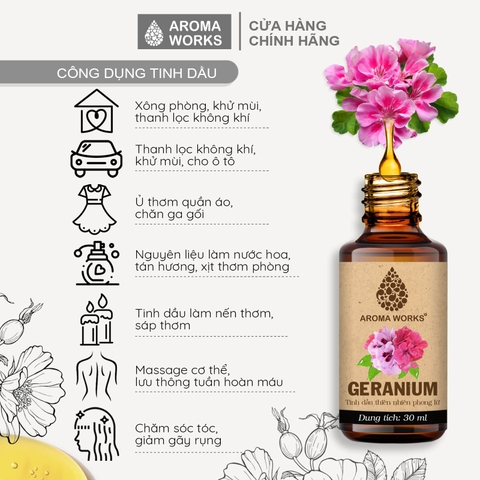 Tinh Dầu Thiên Nhiên Phong Lữ Aroma Works Essential Oil Geranium