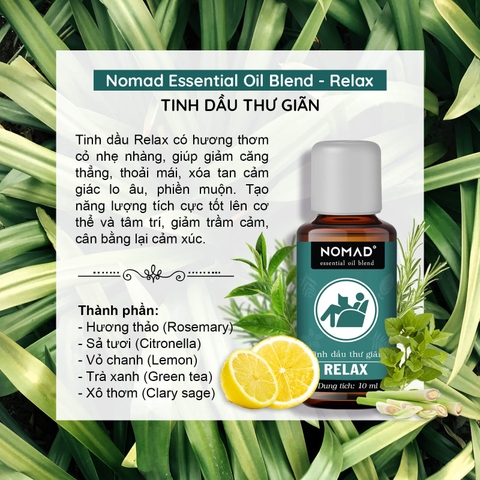 Combo 3 Tinh Dầu Nomad Thư Giãn, Giúp Ngủ Ngon, Tĩnh Tâm 10mlx3