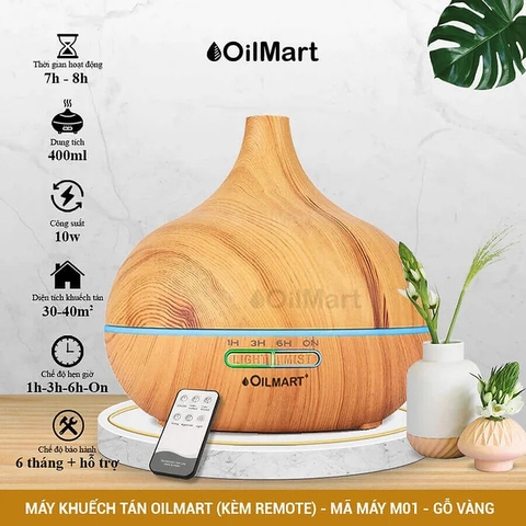 Máy Khuếch Tán Oilmart M01 - 10W 400ml (Kèm Điều Khiển)