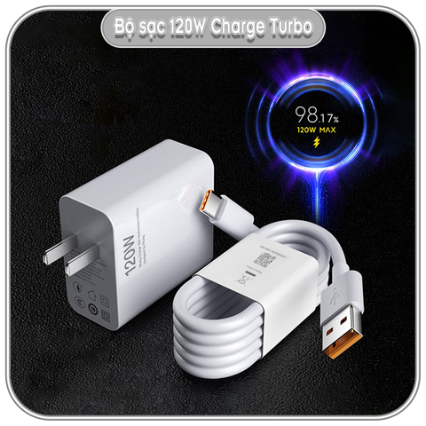 Bộ cáp sạc nhanh Charge Turbo 120W cho điện thoại Xiaomi, cáp 6A 100cm