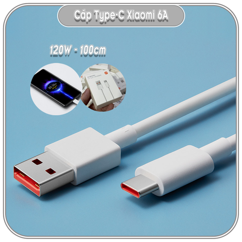 Cáp Xiaomi 6A USB-A to Type-C 1M, Mi Charge Turbo 67W & 120W