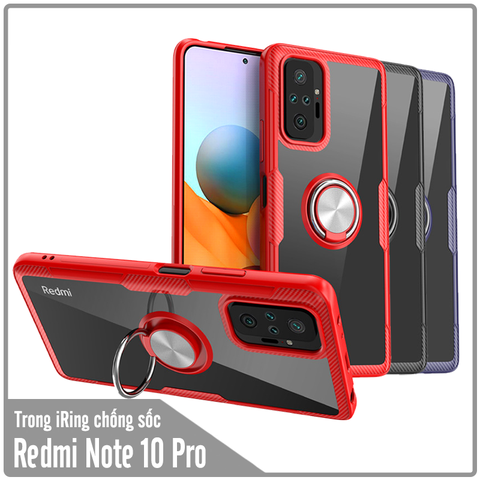 Ốp lưng cho Xiaomi Redmi Note 10 Pro Trong Suốt Chống Sốc iRing Viền Màu