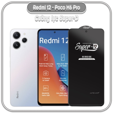 Cường lực Redmi 12 - Poco M6 Pro Super D Full viền Đen MIETUBL
