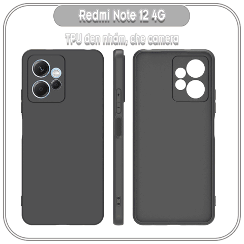 Ốp lưng TPU dẻo đen cho Redmi Note 12 4G che Camera