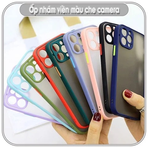 Ốp lưng iPhone 13Pro Max - 13 Pro - 13 / 8 Plus / X - Xs / XR / Xs Max / 11 / 11 Pro / 11 Pro Max / 12 / 12 Pro Max nhám viền màu che camera