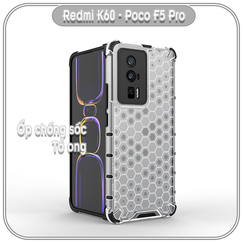 Ốp chống sốc Redmi K60 - K60 Pro - Poco F5 Pro, tổ ong PC trong không ố vàng, viền TPU dẻo đen
