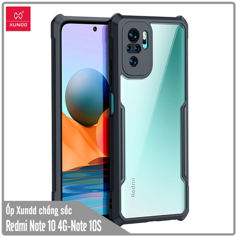 Ốp lưng cho Xiaomi Redmi Note 10S - Note 10 4G chống sốc trong viền nhựa dẻo XunDD