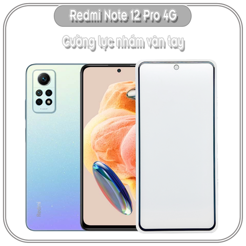 Cường lực nhám cho Redmi Note 12 Pro 4G, hạn chế vân tay Full viền Đen