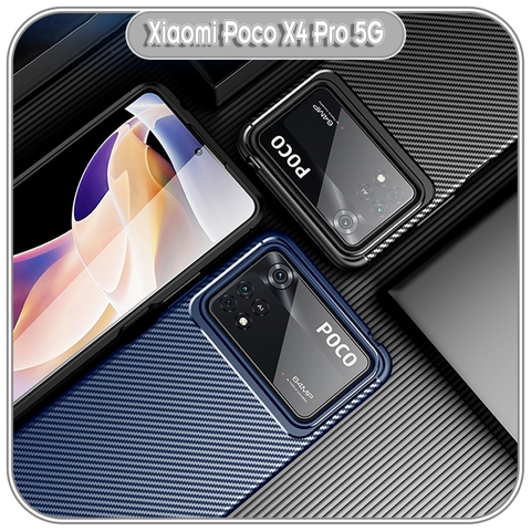 Ốp lưng cho Xiaomi Poco X4 Pro 5G chống sốc Carbon Auto Focus