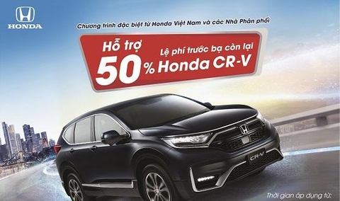 Hỗ trợ 50% lệ phí trước bạ còn lại cho khách hàng mua xe Honda CR-V