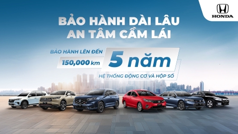Honda Việt Nam tri ân khách hàng sở hữu ô tô Honda với chương trình khuyến mại gia hạn thêm 2 năm bảo hành cho động cơ và hộp số