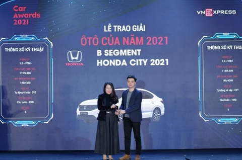 Honda CR-V và Honda City nhận Giải thưởng “Ôtô của năm” phân khúc xe Crossover cỡ C và phân khúc xe gầm thấp cỡ B năm 2021