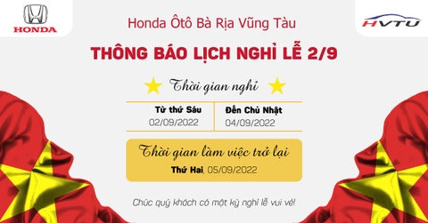 THÔNG BÁO LỊCH NGHỈ LỄ 2/9