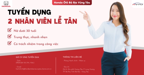 TUYỂN DỤNG 2 NHÂN VIÊN LỄ TÂN