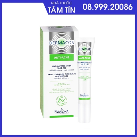 Gel Chấm Mụn Trứng Cá Dermacos Anti-Ance Anti Imperfection Spot Gel 15ml