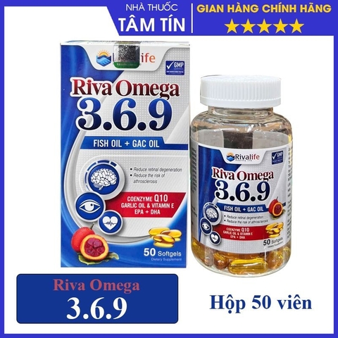 Riva Omega 3.6.9 hộp 50 viên hỗ trợ tăng cường thị lực, ngăn ngừa xơ vữa mạch máu