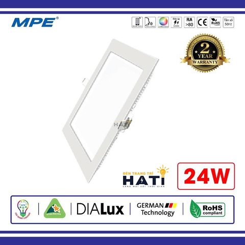 Đèn âm trần vuông siêu mỏng MPE SPL 24w ánh sáng trắng/vàng/dimmer