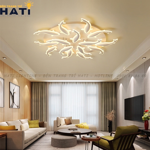 Đèn ốp trần led đàn cá bơi lội 15 cánh