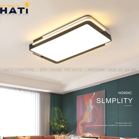 Đèn ốp trần led Akina viền đen