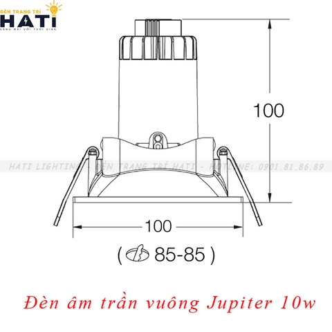 Đèn âm trần Jupiter vuông 10w