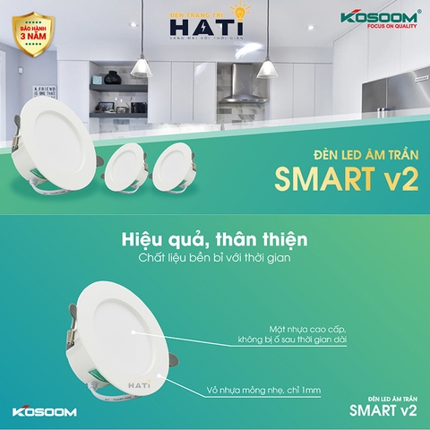 Đèn led âm trần Kosoom Smart 2, 5w-8w-12w-15w