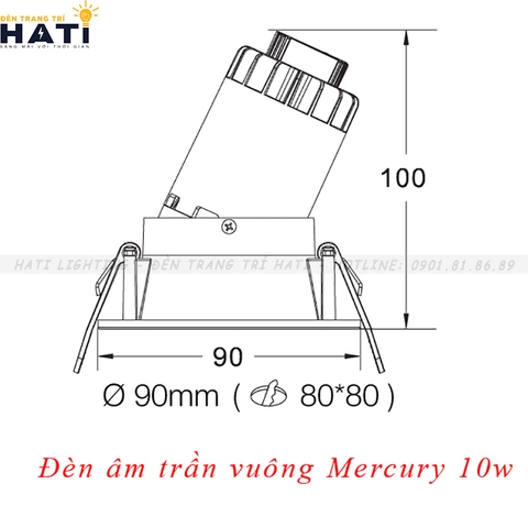 Đèn âm trần vuông Mercury