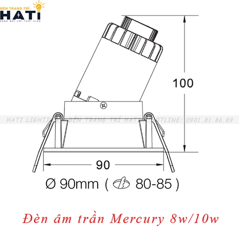 Đèn âm trần tròn Mercury