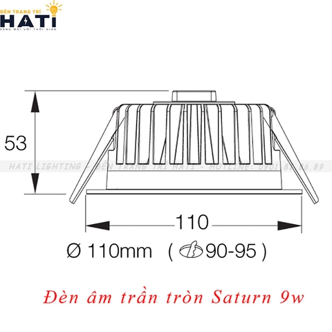 Đèn âm trần tròn Saturn 9w