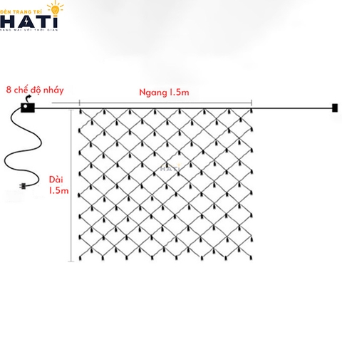 Đèn rèm lưới mắt cá 1.5x1.5m