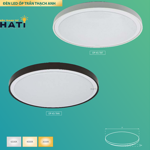 Đèn led ốp trần Kosoom ốp trần thạch anh viền trắng viền nâu