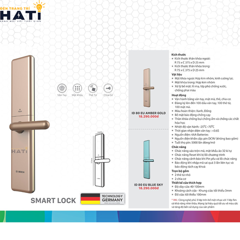 Khóa vân tay Bosch ID80 màu xanh nước biển