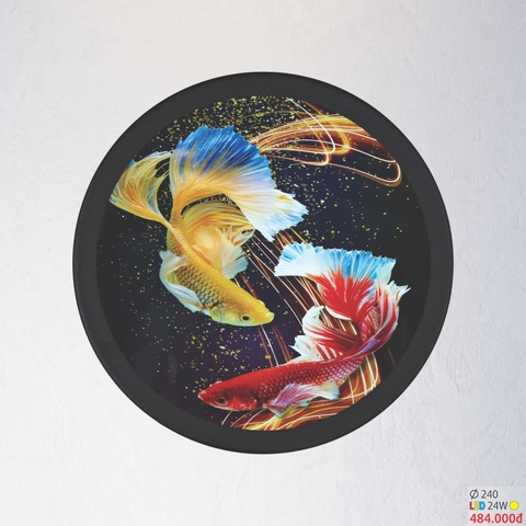 Đèn vách tranh họa tiết 2 chú cá