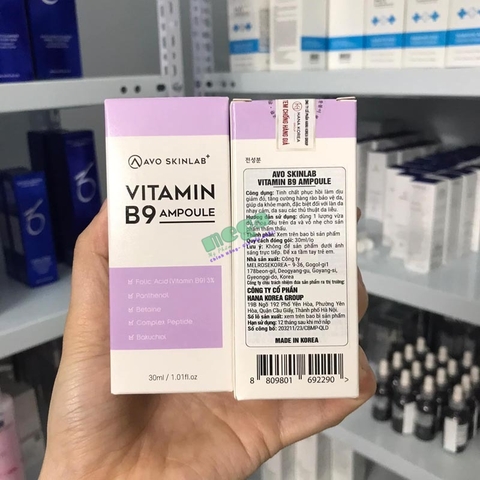 Tinh Chất Phục Hồi AVO SKINLAB Vitamin B9 Ampoule  30ml [Chính Hãng]