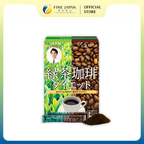 Trà cà phê hỗ trợ giảm cân Green tea & Diet coffee FINE JAPAN đẩy nhanh quá trình đốt cháy mỡ thừa hộp 30 gói